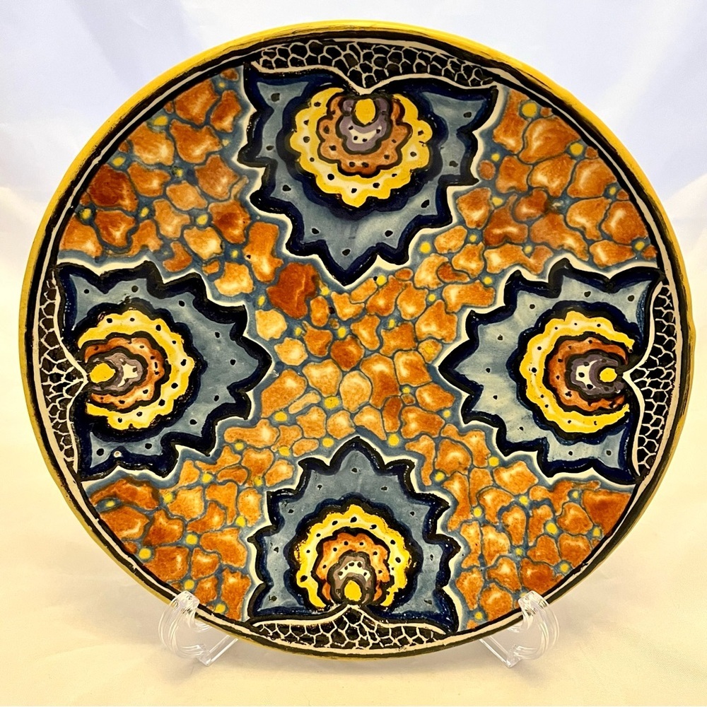 Talavera Mexican Pottery Plate, Casa Rugerio Puebla Mexico, Vintage EUC